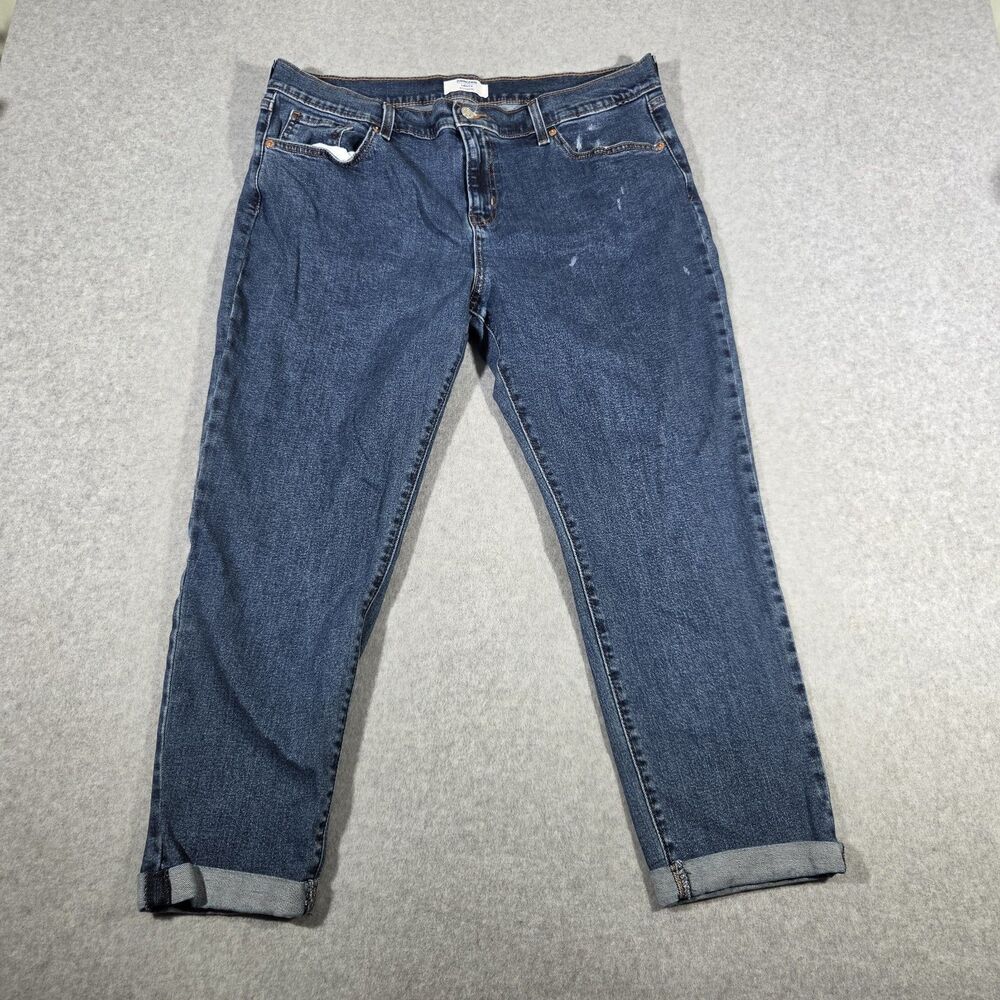 Denizen from Levi’s Boyfriend Jeans Womens Cuffed Ankle Medium Dark Wash Blue